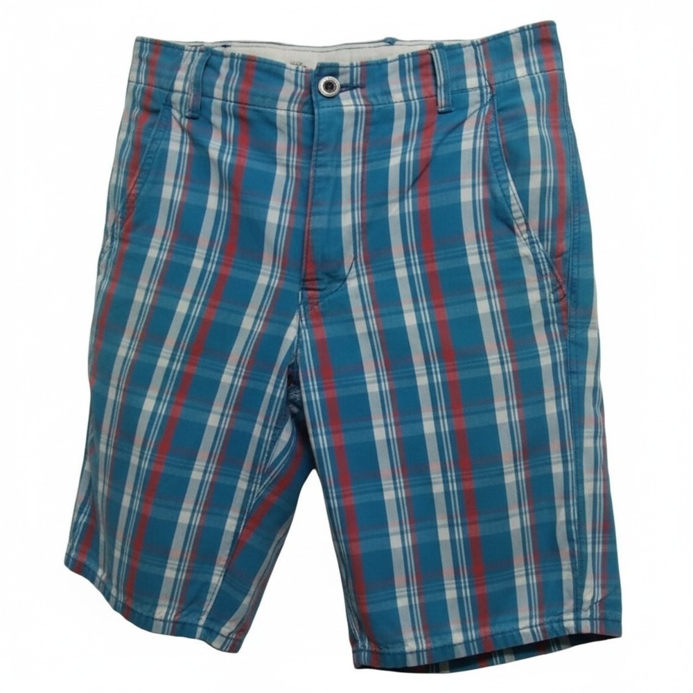 Levi Strauss & Co Plaid Shorts Men's W29 Blue Red White Flat Front Casual‎